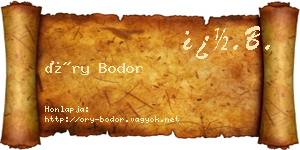 Őry Bodor névjegykártya